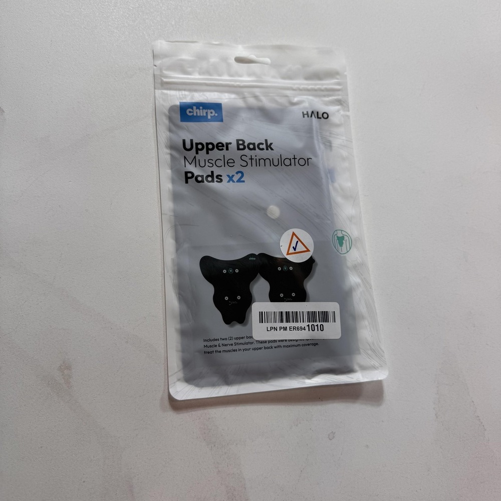 Chirp Halo Upper Back Muscle Stimulator Pads X2 Black Reusable Washable New